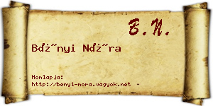 Bényi Nóra névjegykártya